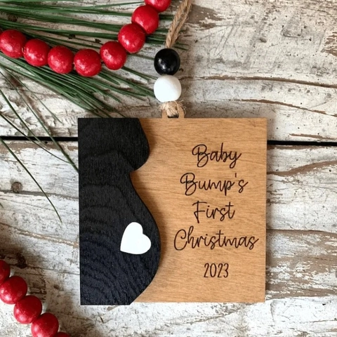 Ornamento Da Appendere Albero Di Natale Legno Acrilico Regalo Commemorativo Genitori Mommy Daddy Baby Bump Amici Decorazione
