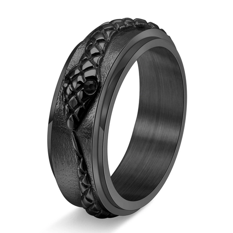 Snake Ring Rotatable Titanium Steel Punk Gothic Animal Head Scale Texture Vintage Trendy Jewelry For Men Unisex