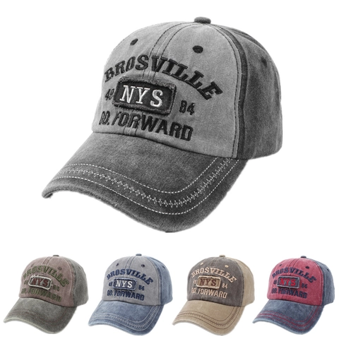 Cappello Da Baseball In Cotone Lavato Retrò Con Ricamo Lettere NYS Distressed Cappello Streetwear Regolabile