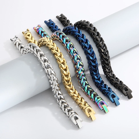 Pulsera De Hombre De Acero Inoxidable Cadena Franco Keel Punk Metal Pulido Brillante Joyería Gótica Regalo Para Él