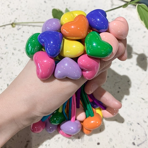 Heart Hair Ties Candy Contrast Color Acrylic Ponytail Holders Elastic Hair Ropes For Kids Girls