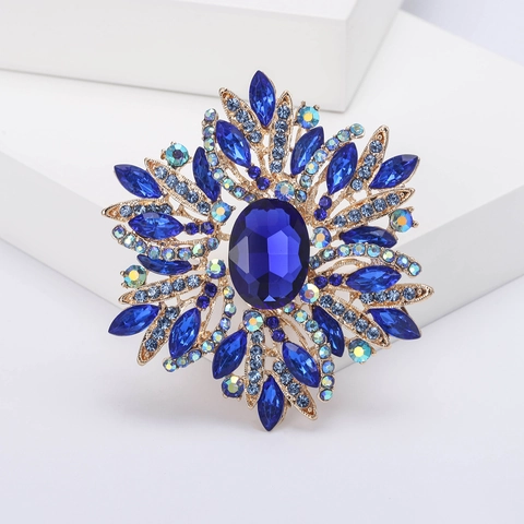Broche Vintage en Alliage de Cristal et Strass Grand Design Floral de Flocon de Neige pour Femmes Accessoires de Manteau de Banquet de Mariage