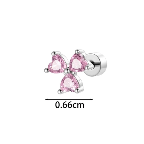Schattige Hart Zirkoon Klaver Oorkraakbeen Piercing Stud Roestvrij Staal Schroefdraad Achterkant Kleine Minimalistische Sieraden