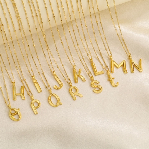 Collar Con Colgante De Letra Inicial De Acero Inoxidable Para Mujer Alfabeto 3D Bubble Capital Nombre Joyería Cadena Satélite