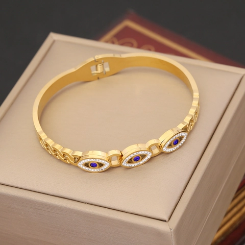 Evil Eye Armreif Armband Edelstahl Strass Emaille Lebensbaum Hand Der Fatima Gold Plattiert Vintage Schmuck Für Damen