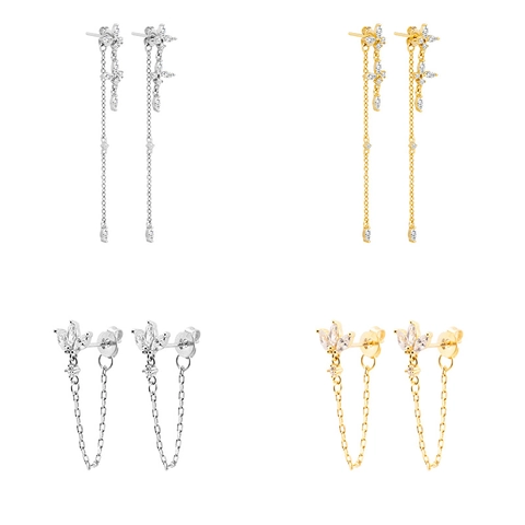 Orecchini Pendenti In Rame Placcato Oro Con Zirconia Marquise Nappa Lunga Fiore Foglia Stile Francese Vintage Per Donna
