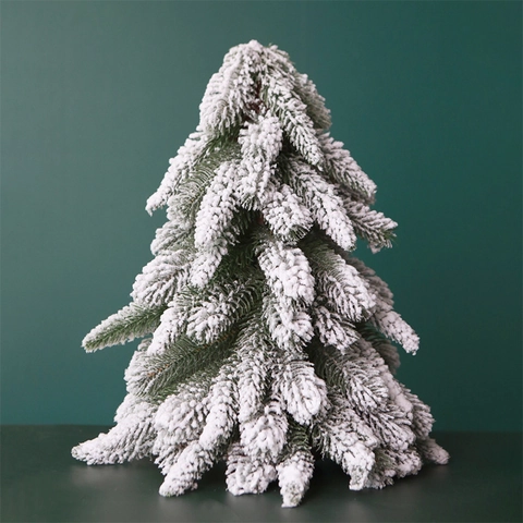 Mini Albero Di Natale PE Pino Artificiale Innevato Decorazione Da Scrivania Per Feste Casa Ufficio Vetrina Stile Nordico