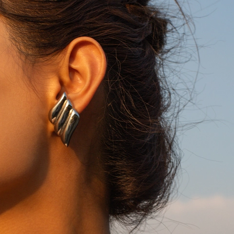 Orecchini a Forma di Ala in Acciaio Inossidabile per Donna Placcati in Oro 18K Minimalisti Gioielli Retrò a Bottone
