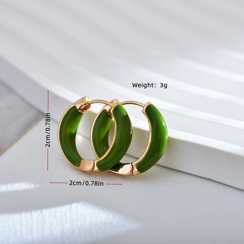 Orecchini a Cerchio Geometrici in Smalto di Moda Coreana Donna Acciaio al Titanio Minimalista Huggie Gioielli Personalità