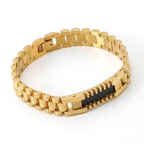 Pulsera Para Hombre Acero Inoxidable Fibra De Carbono Geométrica Joyería De Moda Cadena