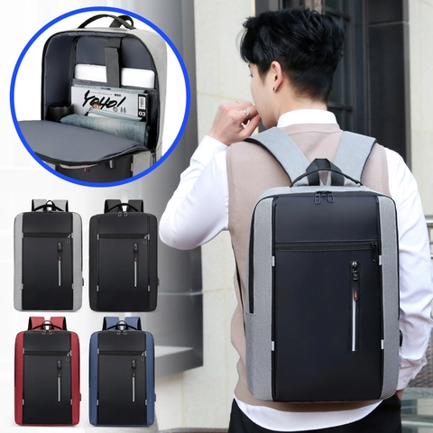 Business Laptop Backpack Oxford Cloth Waterproof USB Charging Port Multi Pocket Travel School Commute For Men Women