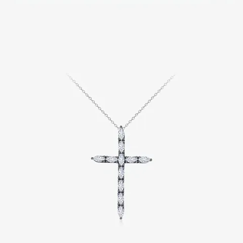 925 Sterling Silber Kreuz Anhänger Halskette Mit Marquise Schliff Zirkonia Gothic Retro Stil Für Damen Und Herren