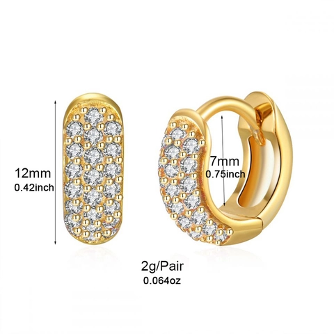 Luxury Zirconia Huggie Hoop Earrings 24K Gold Plated Brass Pavé Round Geometric Fashion Jewelry Accessories For Women Gift