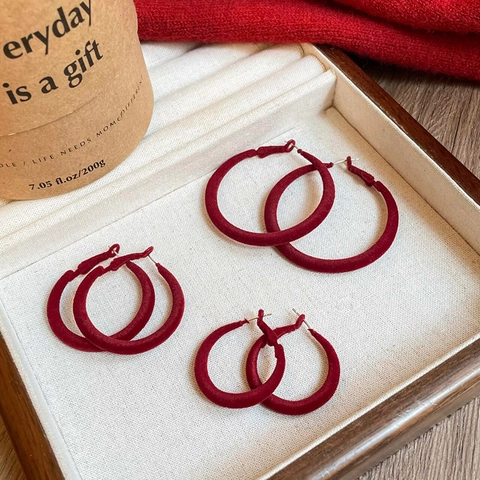Vintage Flocked Round Hoop Earrings With 925 Sterling Silver Earring Post Velvet Elegant Autumn Winter Jewelry For Women