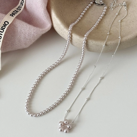 Collana Di Künstliche Perle Stile Francese Doppio Strato Choker Di Perline Con Pendente A Fiore Catena Di Clavicola Elegante Per Donne