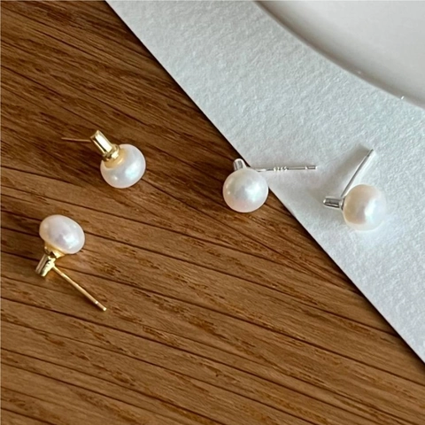 Süßwasserperlen Ohrstecker Minimalistischer Koreanischer Stil Schmuck Mit 925 Sterling Silber Ohrstecker Für Frauen Elegant