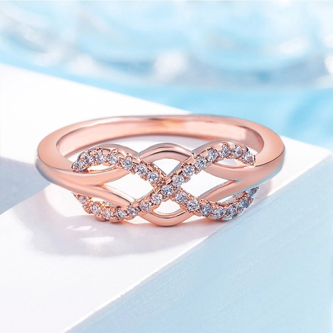 925 Sterling Silver Infinity Lucky Knot Ring Micro Pave Zircon Simple Fashion Jewelry Finger Ring For Women
