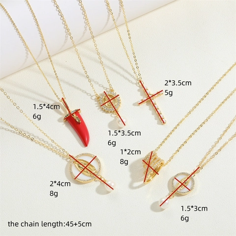 14K Vergoldete Kupfer Jungfrau Maria Chili Anhänger Halskette Für Damen Personalisierte Religiöse Kreuz Künstliche Perle Zirkonia Schmuck