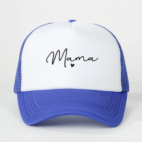Mama Letter Heart Printed Color Block Trucker Hat For Women Breathable Mesh Baseball Cap Casual Sunshade Outdoor Fashion Hat
