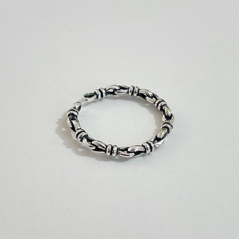 925 Sterling Silber Knoten Ring Retro Vintage Oxidiert Verschlungen Gedrehtes Seil Design Verstellbar Offen Schmuck