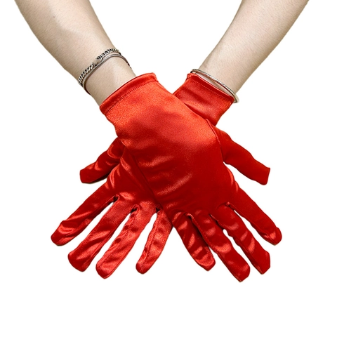 Guantes Cortos De Satén Elásticos Brillantes Longitud Muñeca Para Mujeres Boda Fiesta Baile Iglesia Noche Elegante Simple