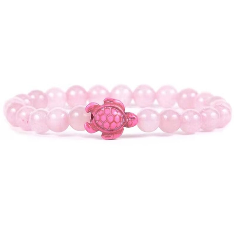 Bracciale Di Perline In Pietra Naturale Con Ciondolo Tartaruga Marina Cordino Elastico Gioielli Spiaggia Uomo Donna Boho