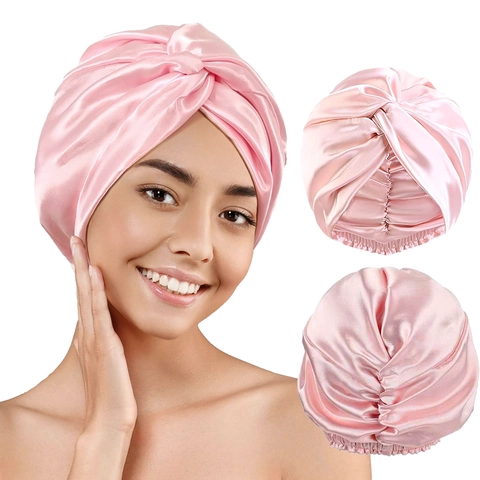 Gorro De Noche De Satén Para Mujer Turbante Retorcido Por Capas Cuidado Del Cabello Gorro De Dormir Elástico Transpirable