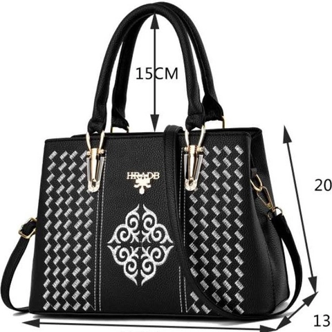 Elegante Bolso De Mano Para Mujer Gran Capacidad Cuero PU Grano De Lichi Bordado Múltiples Compartimentos Bolso De Hombro