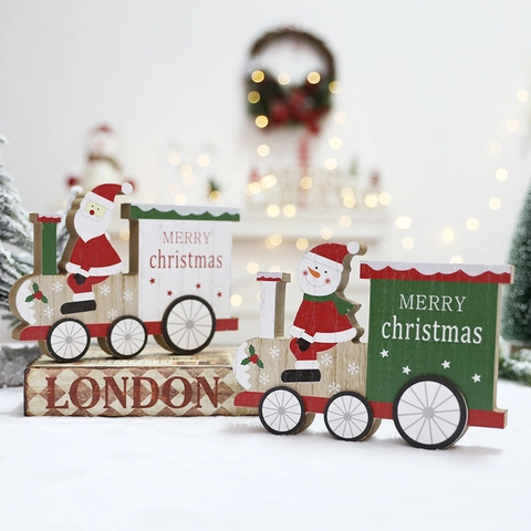 Décoration De Train De Noël En Bois Père Noël Bonhomme De Neige Décor De Table En Bois Peint Signe Joyeux Noël Pour Maison