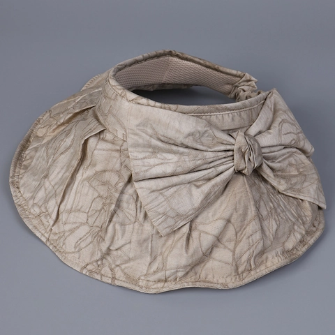 Visière Femme Chapeau Tencel Lyocell Large Bord Grand Nœud Pare Soleil Élégant Été Plage Pliable Modelable