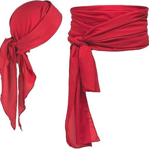 Accessoire de Costume de Pirate Médiéval Renaissance Bandana en Toile et Ceinture pour Halloween Cosplay Fête Unisexe