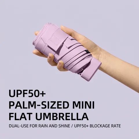 Mini Opvouwbare Paraplu Zak Capsule Zon Regen Dubbel Gebruik UV Bescherming Zwarte Coating Lichtgewicht Draagbaar Winddicht