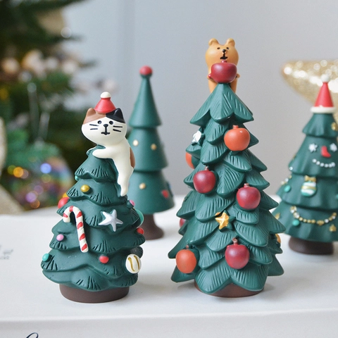 Adorno Árbol De Navidad Resina Figura Miniatura Gato Ardilla Decoración Escritorio Festiva Hogar Regalo De Vacaciones