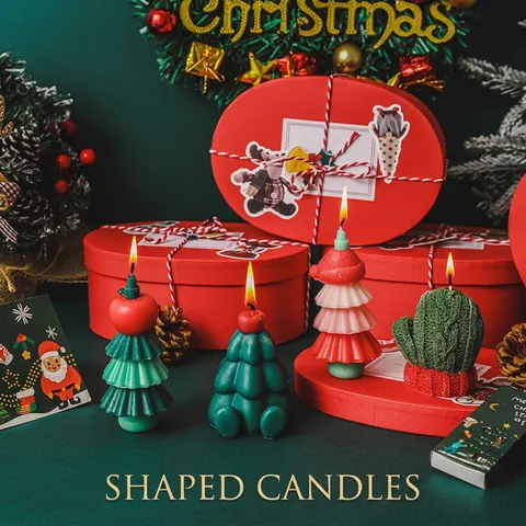 Confezione Regalo Candela Profumata Di Natale Cera Mista Fatta A Mano Forme Albero Pupazzo Di Neve Babbo Natale Decorazione