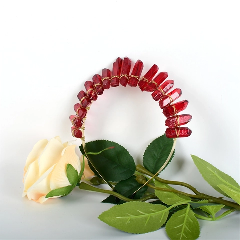 Cerchietto Per Capelli Corona Tiara In Pietra Di Cristallo Grezza Fatto A Mano Filo Avvolto Punta Di Quarzo Naturale Boho Sposa