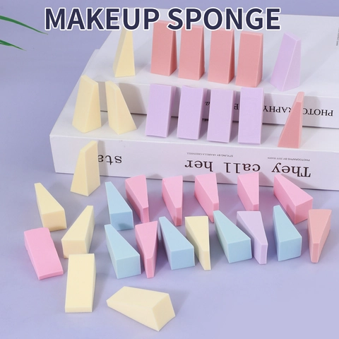 Esponjas De Maquillaje Triangulares Puffs Cosméticos De Cuña Sin Látex Para Base De Maquillaje En Seco Y Húmedo