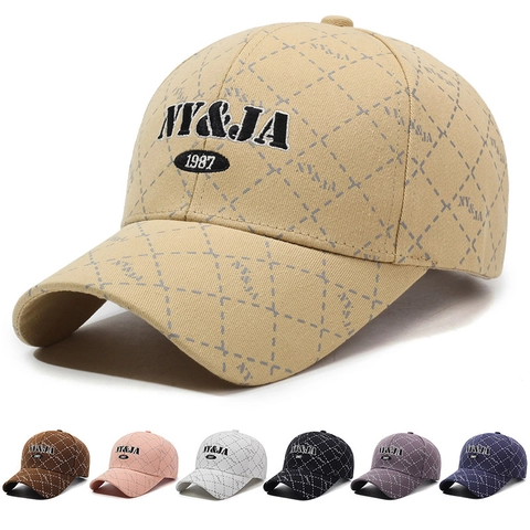 Casquette De Baseball Motif À Carreaux Coton Polyester Protection Solaire Style Street Rétro Broderie Pour Hommes Femmes Réglable