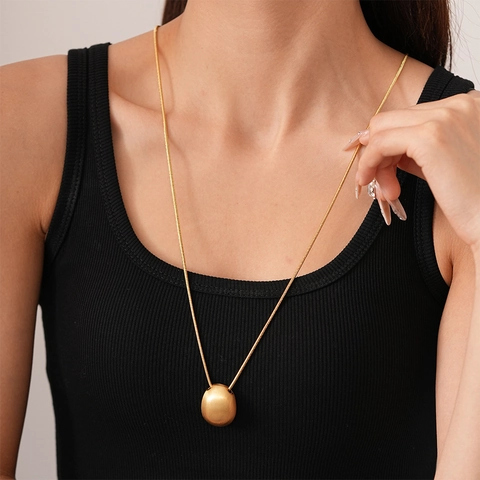 Collana Lunga Minimalista In Lega Con Pendente A Chicco Ovale Catena A Serpente Placcata Gioielli Di Moda Eleganti Da Donna