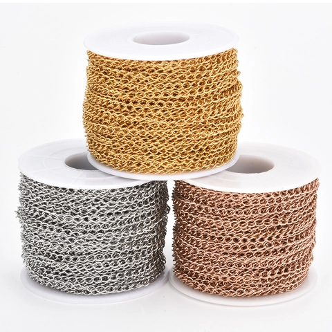 Stainless Steel Extension Chain For DIY Jewelry Making Necklace Bracelet Link Color Retention Vacuum Plated 18K Gold