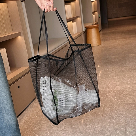 Borsa Tote In Rete Di Grande Capacità Da Donna Borsa A Tralla In Garza Traspirante Per Spiaggia Shopping Viaggi Quotidiana