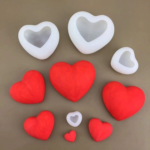 3D Heart Shape Silicone Mold DIY Craft For Candle Soap Plaster Chocolate Cake Baking Tool Flexible Reusable