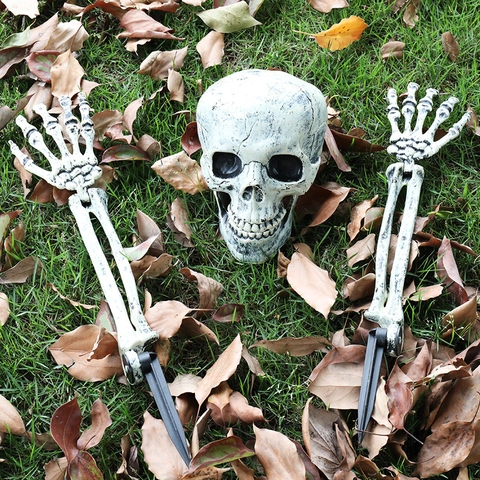 Halloween Schädel Dekoration Realistische Skelett Hände Kunststoff LED Leuchtend Outdoor Rasen Garten Gruselige Requisite