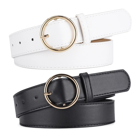 Cintura In Pelle PU Moda Donna Con Fibbia Rotonda In Lega Versatile Semplice Fascia Decorativa Per Jeans Abiti Eleganti