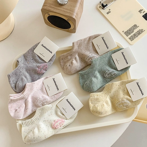 Damen Unsichtbare Söckchen Gekämmte Baumwolle No Show Socken Silikon Rutschfest Atmungsaktiv Koreanischer Stil