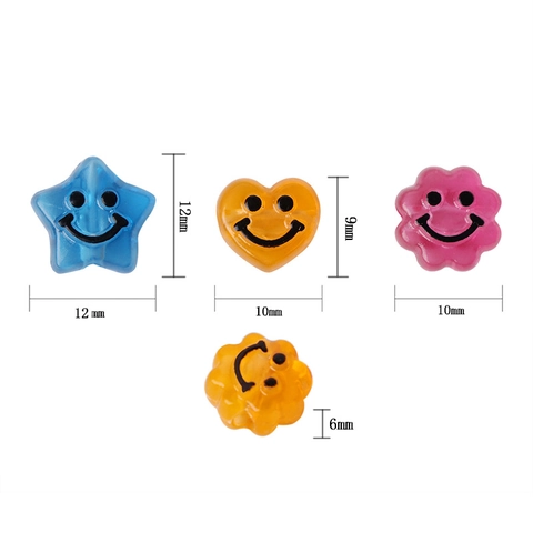 Perline In Acrilico Faccina Sorridente Luminose Si Illuminano Al Buio Forme Miste Cuore Stella Fiore Per Fai Da Te
