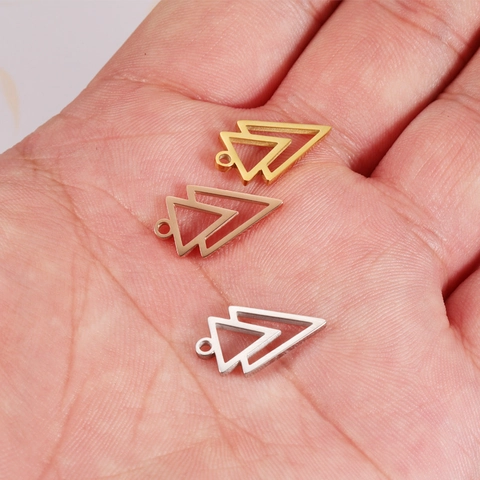 Double Triangle Pendants 304 Stainless Steel High Polished Jewelry Making Charms For Necklace Bracelet DIY Accessory