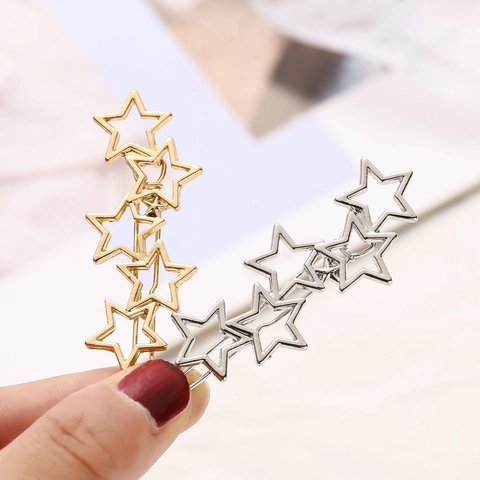 Haarspeld Van Legering Met Holle Sterren Chique Metalen Haarclip Modieuze Hoofdtooi Voor Dames