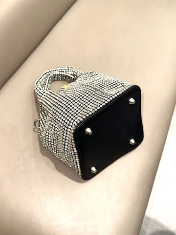 Strass Eimer Tasche Funkelnde Abendhandtasche Für Frauen Mit Metallkettenriemen Mode Party Schultertasche