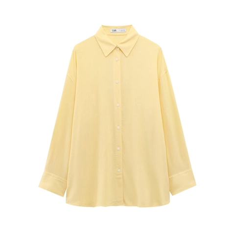 Dames Katoen Linnen Shirt Met Lange Mouwen Knoopsluiting Losse Blouse Casual Top Met Trekkoord Detail Op De Rug