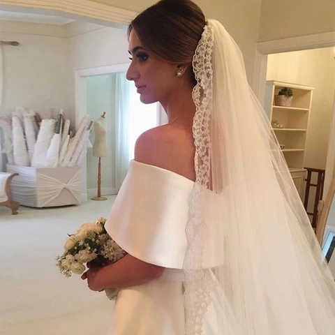 Abito Da Sposa In Raso Bianco Avorio Spalle Scoperte Elegante Abito Da Sera Con Lungo Strascico Semplice Abito Da Sposa Per Donna